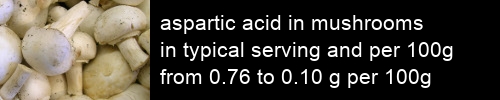 aspartic acid in mushrooms information and values per serving and 100g